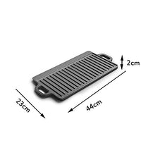 Cast Iron Outdoor Baking Tray Double-sided Iron Plate Cast Iron Pan BBQ Griddles Cookware (Size : Small)