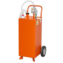 ACEKOOL 45 Gallon Fuel Caddy, Portable Gas Caddy with Pump, Gas Storage Tank with Fuel Transfer Rotary Hand Pump/Wheels for Boat ATV Car Motorcycle, Orange