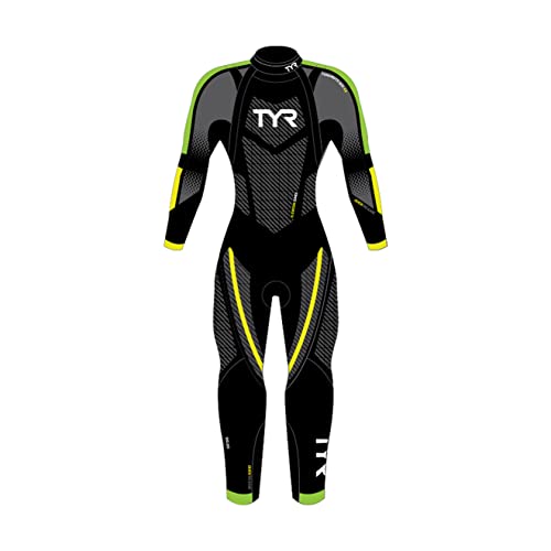 TYR Mens Cat 5 Wetsuit Black/Grn/Yellow L