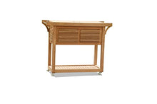 Grade A Teak Wood Outdoor Patio Solvang Teak Bar Cart with Extendable Beverage Tub #27SoC