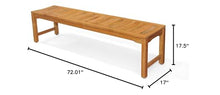 GOLDENTEAK - Outdoor Backless Teak Bench 72 inch – Premium Grade A Teak Bench for Indoor and Outdoor Use, Patio Dining and Seating, Spas and Entranceways.