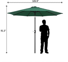 RWGOVLU 2.7M Garden Parasol Sun Shade Outdoor Umbrella 8 Sturdy Ribs with Crank and Tilt Mechanism for Lawn, Deck, Patio and Balcony, Khaki