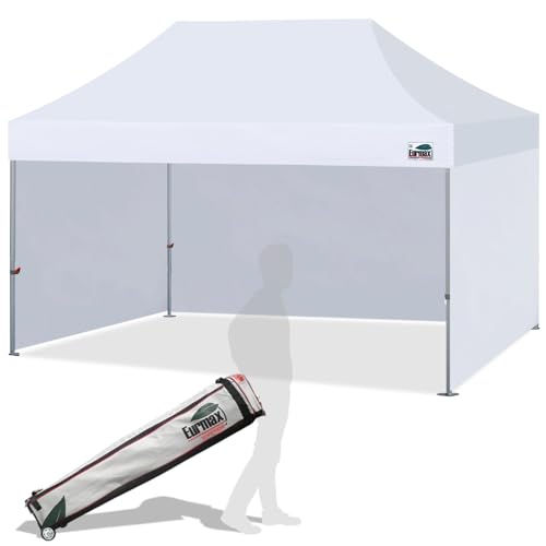 Eurmax USA Superior 10x15ft Pop-up Canopy Tent with 4 Side Walls,White