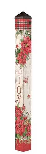 Studio M Art Pole, PVC Weather Resistant Pole with Vinyl Bowl 60 inches Tall Outdoor Decoration for Gardens, Patios, Yards, Landscaping and Birding Accessories, Peace and Joy
