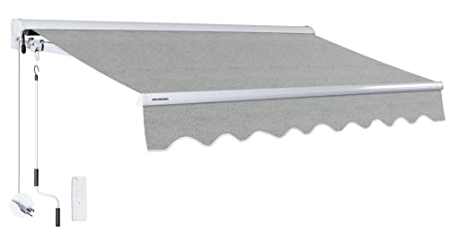 ADVANING Luxury Series, 16'x10' Electric Retractable Awning, Premium Quality Fully Assembled UV+ Sun Shade Canopy, Heather Gray, EA1610-A112H2