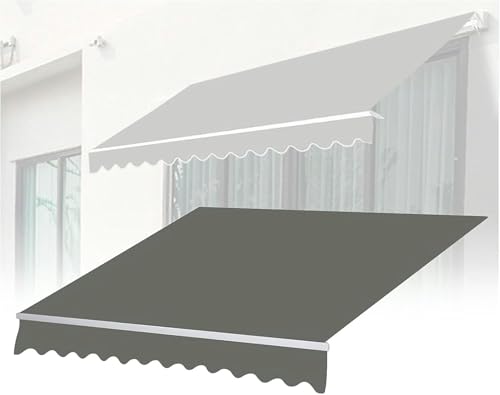 Manual Retractable Awning Door Window Awning Shelter Outdoor Canopy Home Deck Canopy with Manual Crank Handle（Frame Included ）