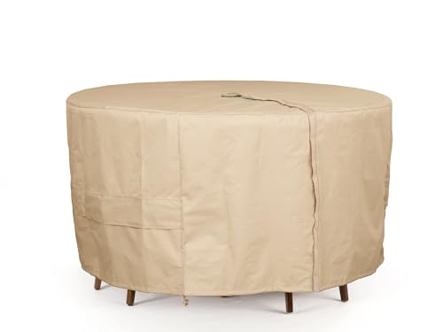 Covermates Ultima Round Table/Chair Cover 108D x 30H Heavy Duty Tan