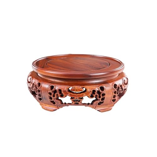 QUANGJN Pcs Plants Saucers Solid Wood Round Base Vase Bonsai Incense Burner Buddha Statue Teapot Crafts Ornaments Wooden Bracket Plant Pot Saucers,