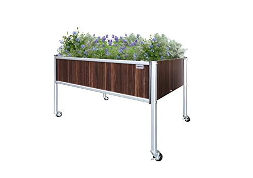 Foreman Raised Garden Bed on Wheels – Weather-Resistant Raised Garden Bed (36" x 24" x 27") with Drainage, Ideal Raised Garden Bed for Vegetables & Flowers – 300 lb Capacity, Tosca Wood Grain