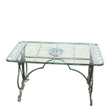 FENOKD Old Tables and Chairs Suitable for Courtyard Outdoor Double Backrest Table and Chair Set Coffee Table Coffee Table Iron Material Home and Garden Decoration 38.9 Inches Retro Green (Table)