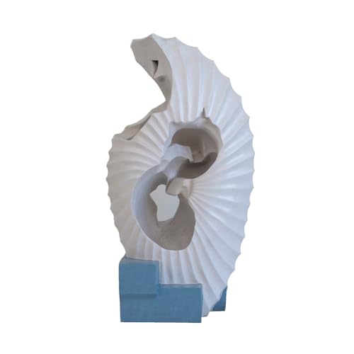 Sculptural Indoor Outdoor Water Fountain with Bowl Basin, (White+Blue + Polyresin + Art Deco + Coastal + Contemporary + Nautical + Ultra-Modern)
