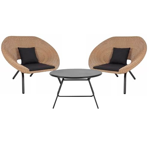 KPHYMOD Outdoor Patio Furniture 3 Piece Set, with 2 Chairs and Coffee Table for Porch, Poolside, Backyard, Balcony