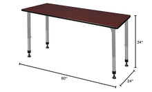 Romig Kee Height Adjustable Classroom Activity Table 60x24 Inch Mahogany Grey Base
