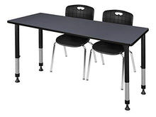 Regency Height Adjustable Classroom Table Set with 2 Andy Chairs Grey/Black