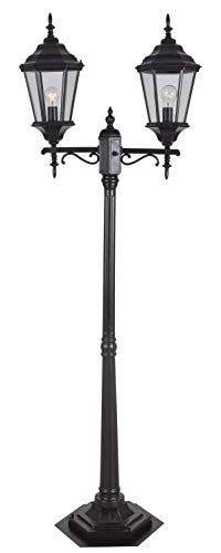 Kenroy Home Villa 6' Traditional 2-Light Decorative Vintage Outdoor Portable Street Lamp with Clear Glass Panels for Deck, Patio, Porch, Walkways, or Backyard Events, Oil Rubbed Bronze