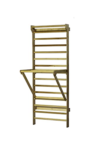 Beyond Balance Personal Training Tower: Fitness Stall Bars with Adjustable Pull-Up Dip Bar Attachment (1.5" Round, Poplar Rungs)