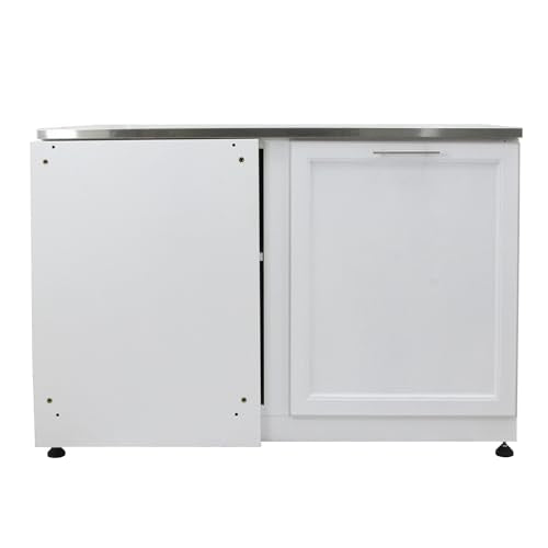 Blue Sky Outdoor Living, OKC5226WSCW, White Shaker 52-Inch Corner Outdoor Kitchen Cabinet – Weather-Resistant Galvanized Steel Patio Storage with Soft-Close Doors and Adjustable Leveling Feet