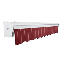 Awntech 24' Destin Right Motor (24' x 10') Retractable Patio Awning, Burgundy Pin Stripe