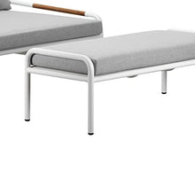Benzara Shia 2 Piece Outdoor Daybed Set, Classic White Aluminum Frames, Ottoman