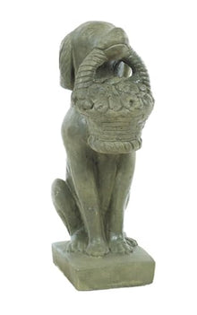 Solid Rock Stoneworks Dog with Basket in Mouth Concrete Statue, 24" Tall, Slate Color