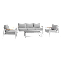 Armen Living Royal Modern Outdoor Patio Conversation Set 4 Piece White