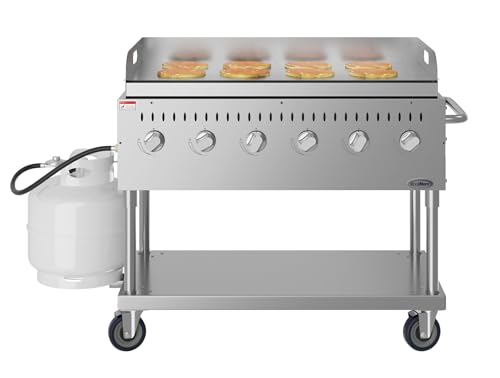 48 in. Commercial Outdoor Propane Gas Grill with Griddle, ETL Listed in Stainless-Steel (CGKIT4-48G)