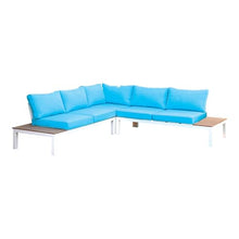 Furniture of America Chentelli Aluminum Patio Sectional with Ottoman in Blue