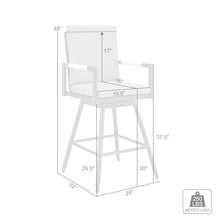 Armen Living Crown Outdoor Patio Swivel Bar Stool Black Aluminum with Wood Accent Dark Gray
