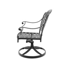 Cast Aluminum Patio Swivel Chair 6PCS With Black Frame and Blue Cushions