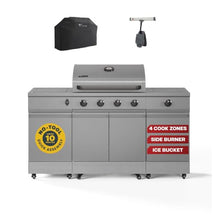 Tytus Fresno 66" 5-Burner Propane or Nat Gas Island Grill, Cover & Light