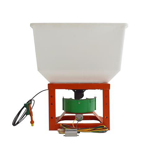 JARYANNIX ATV Electric Broadcast Spreader Front Mount Fertilizer Seed Spreader with 265lbs Capacity, Adjustable 1-10m Spread Range 12V/24V Motor