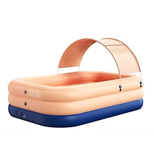 XQZMZSCP Large Inflatable Swimming Pool with Canopy, Foldable Family Large Outdoor Adult Swimming Pool, Automatic Inflation, Safety Fence (Pink 2.1m)