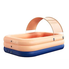 XQZMZSCP Large Inflatable Swimming Pool with Canopy, Foldable Family Large Outdoor Adult Swimming Pool, Automatic Inflation, Safety Fence (Pink 2.1m)