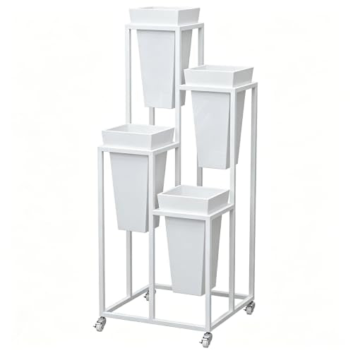 Plant Stand Indoor Outdoor, Tier Metal Flower Shelf With Wheels And Pots
