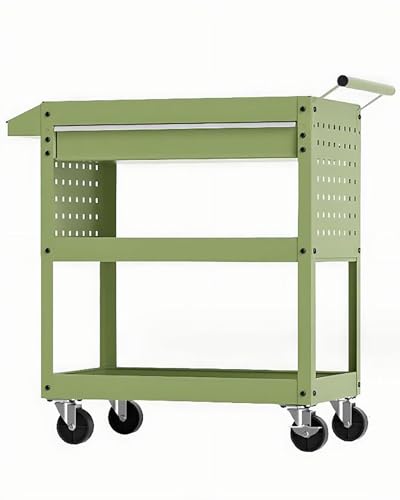 ICEMOB Utility Service Cart,Tool Cart on Wheels with Drawers,Professional Tool Organizer,3 Tier Mobile Work Table,Storage Rack, for Garage/Warehouse/Workshop