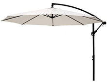 RWGOVLU 9.8 Ft/3M Garden Parasol Umbrella, UV50+ Waterproof Outdoor Sun Shade Cantilever Parasol with Crank Handle & Height Adjustable for Outdoor Garden and Pati (White)