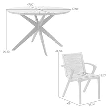 Armen Living Sachi and Nabila Outdoor 5 Piece Light Eucalyptus and Concrete Dining Set