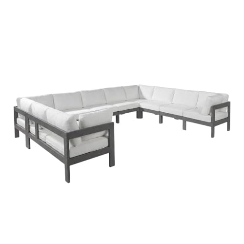 Outdoor Escape White Fabric Outdoor Patio Modular Sectional, Weatherproof Upholstery, Comfortable Back Height, Easy Maintenance, for Outdoor Living