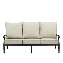 Oakland Living Black Aluminum Patio Deep Seating Outdoor Sofa Couch with Light Grey Cushions