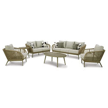 Signature Design by Ashley Swiss Valley Bohemian Outdoor Loveseat with Cushion Light Brown