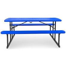 OEF Furnishings Heavy Duty Blow Molded Folding Picnic Table - Blue, Black Fram