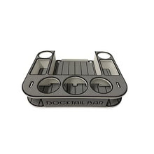 Docktail Butler Boat Table Caddy Organizer with Rod Holder Mount Storm Gray over Black