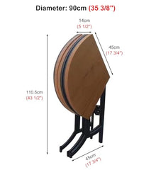 Blazea Round Wood Folding Banquet Table, Space Saving Dining Table for Outdoor, Kitchen Dining Room Patio Side Table, Heavy Duty Coffee Table(Size:Diameter 90cm (35.5 inch))