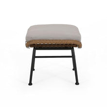 Benzara Margo Outdoor Ottoman Set of 2 24 Inch Iron Beige Brown Black