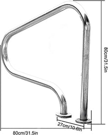 Pool Handrail Handle Grab Rails Swimming Swimming Pool Handrails, 31.5"x31.5"Stainless Steel Pool Stair Rail for Inground Swimming Pool, Quick Mount
