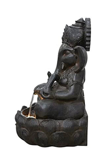 35In Ganesha Sculptural Outdoor Fountain with Warm White LEDs