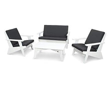 POLYWOOD® Riviera Modern Lounge 4-Piece Set in White/Spectrum Carbon