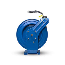 BLUSHIELD PWR3850 18 ga. Pressure Washer Retractable Dual Arm Hose Reel with 3/8" x 50' 4100 PSI Kevlar Braided Air Hose, 6' Lead in Hose, Corrosion Resistant, Powder Coated Finish, Dual Arm Support