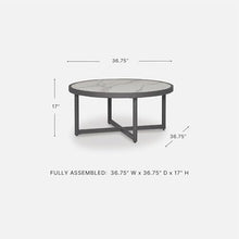 Signature Design by Ashley North Island Outdoor Coffee Table, Contemporary Patio Table With Marble Look Sintered Stone Top, Rust-Resistant Aluminum for Porch or Patio, Gray