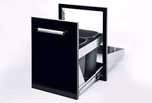 Bonfire Outdoor Kitchen Drawers Built-in Trash Drawer L16.5 x W22 x H22 Inch for Outdoor Kitchen BBQ Island, 304 Black Stainless Steel Outdoor Drawers, CBATC-B